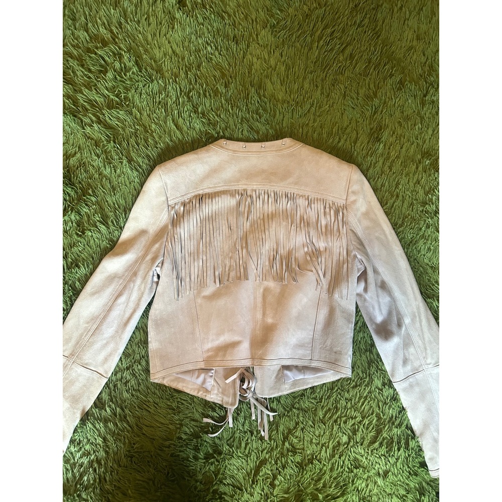 White House Black Market Jacket Women S Leather Suede Fringe Jacket Western Boho - Picture 8 of 11